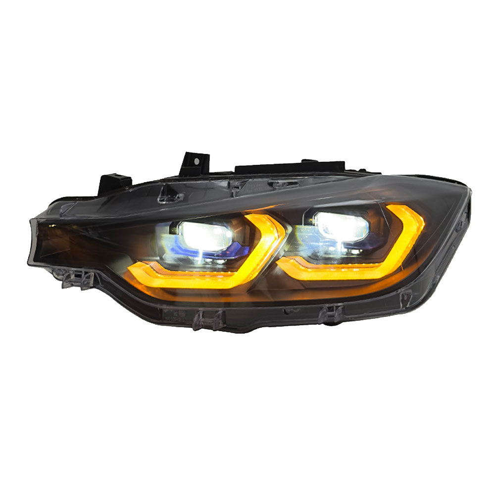 F30 3 Series G80 Style Duel Colour Lazer Headlights (White/Yellow)