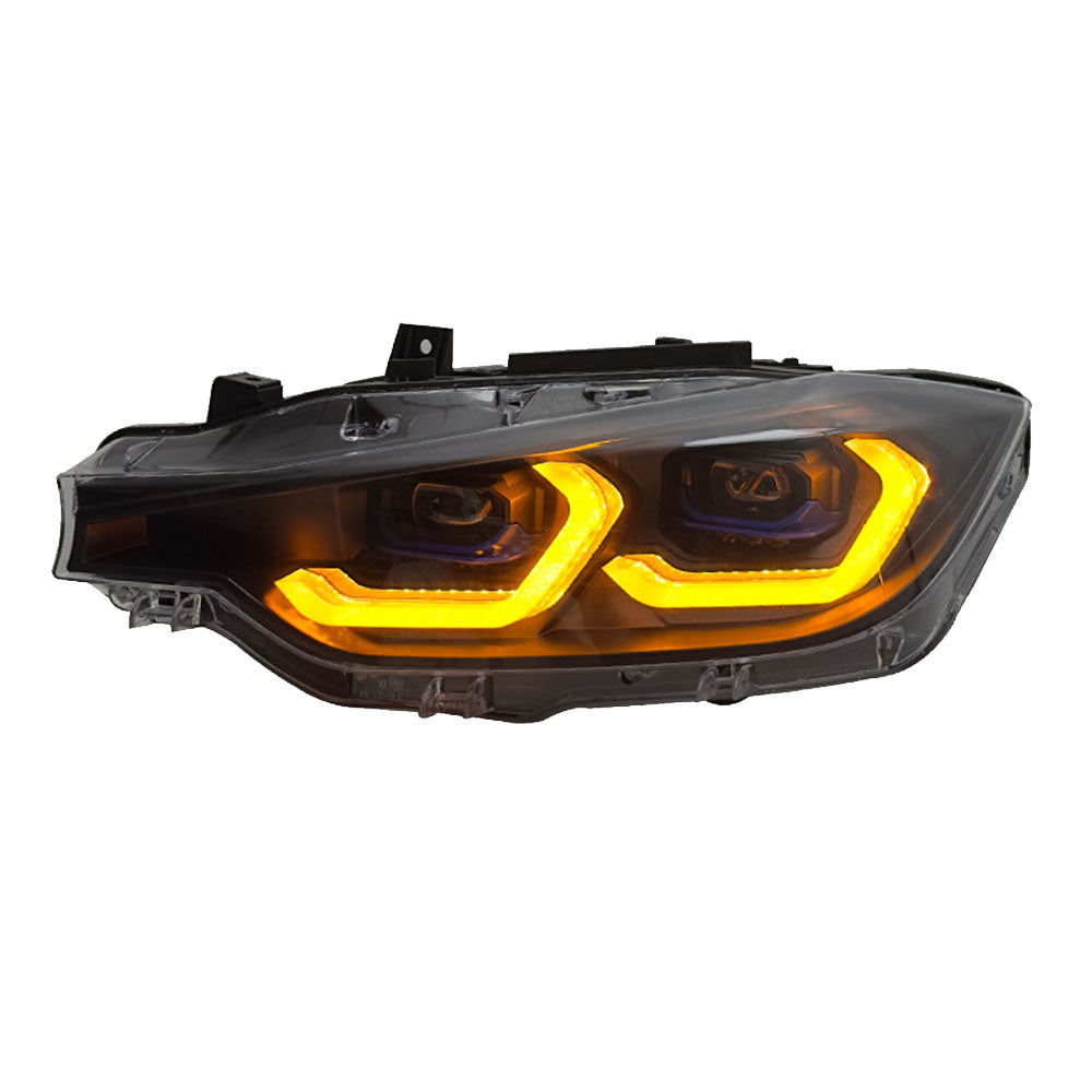F30 3 Series G80 Style Duel Colour Lazer Headlights (White/Yellow)