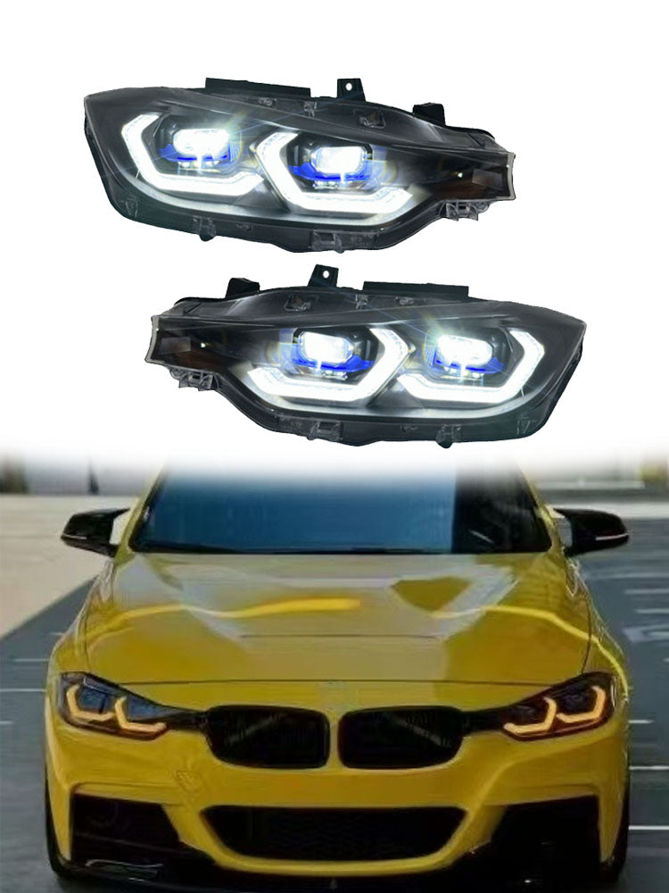 F30 3 Series G80 Style Duel Colour Lazer Headlights (White/Yellow)