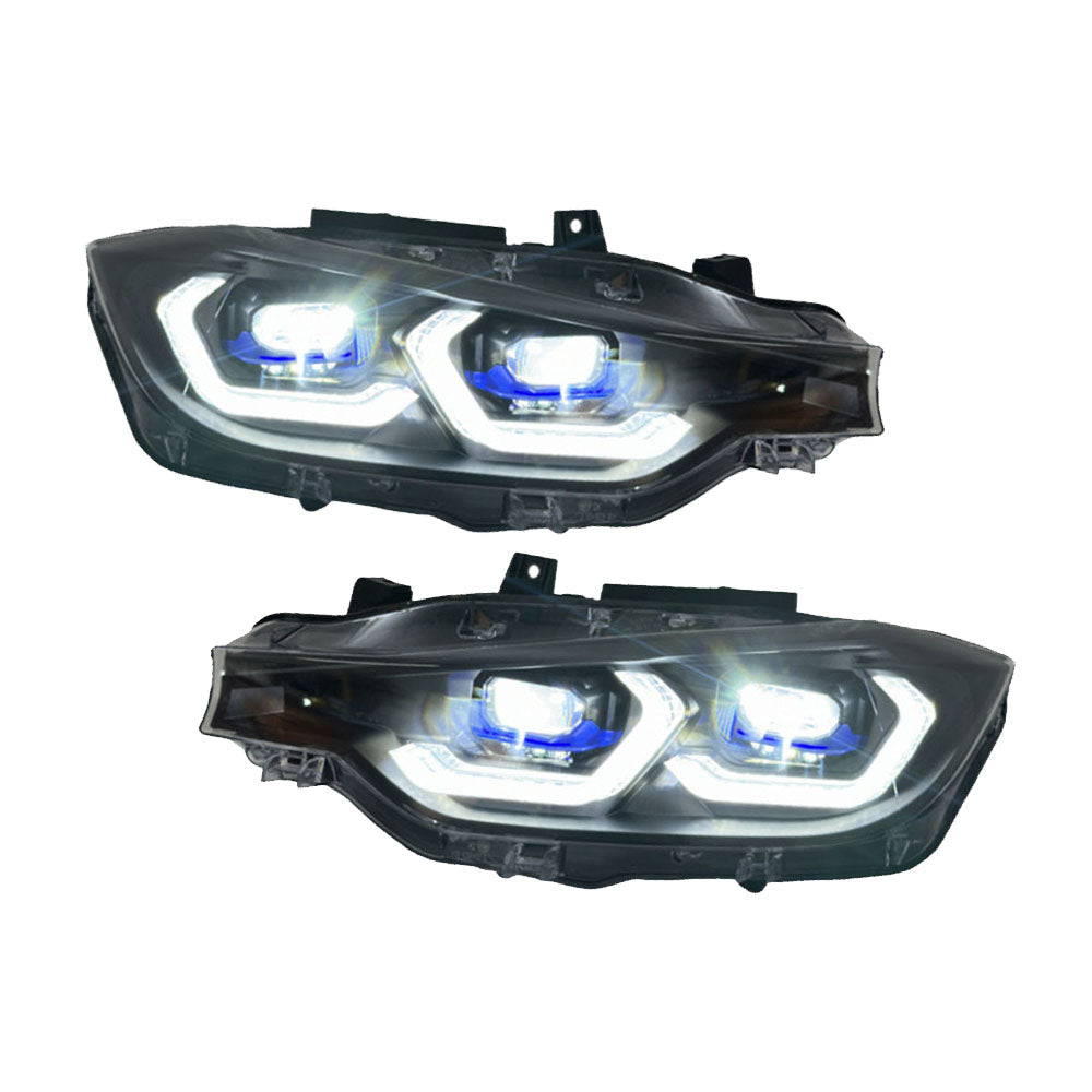F30 3 Series G80 Style Duel Colour Lazer Headlights (White/Yellow)