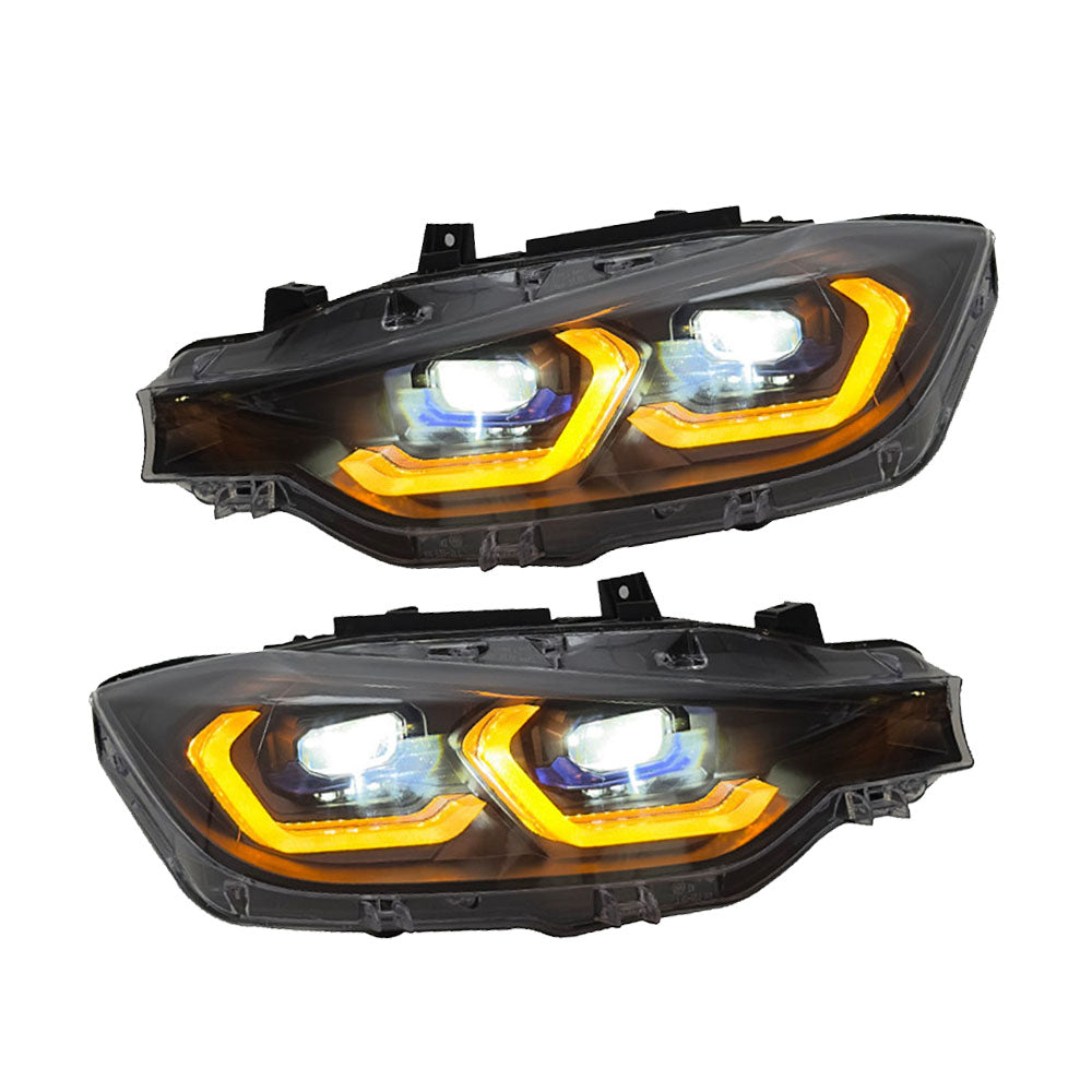 F30 3 Series G80 Style Duel Colour Lazer Headlights (White/Yellow)