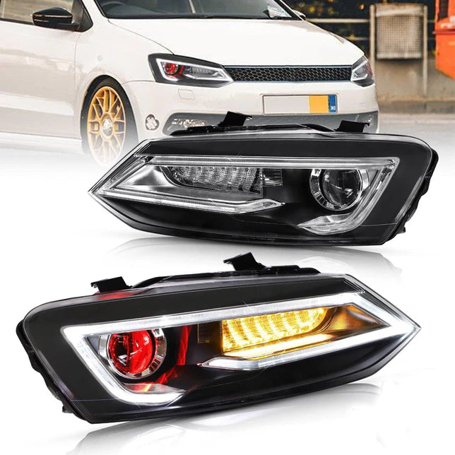VLAND LED Headlights For Volkswagen (VW) Polo MK5 2009-2017 Turn Signal with Sequential indicators